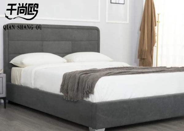 Simple low-key checkered stitching bedroom upholstered platform bed