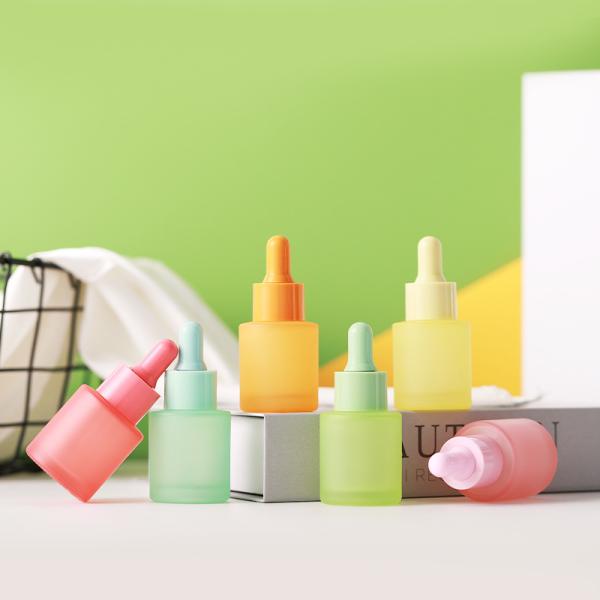 1oz Cylinder Flat Shoulder Frosted Dropper Essential Oil Bottle for Other Cosmetic within Glass Material