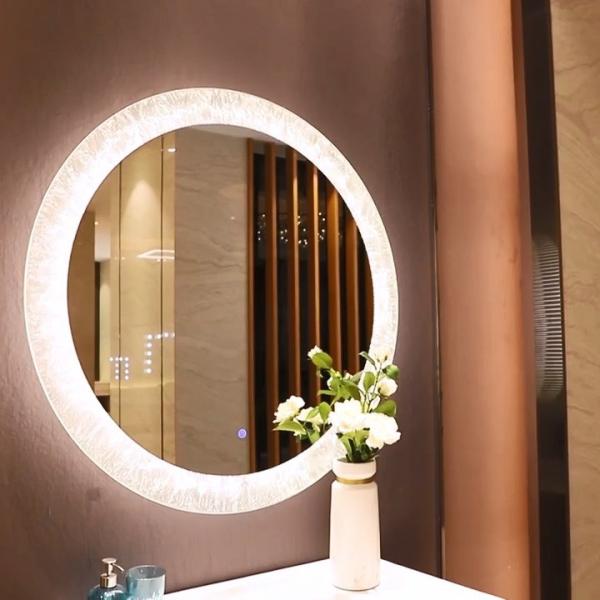Espelho LED de decoração de parede para casa com recurso sem nevoeiro e temperatura de cor de 3000K/4000K/6000K