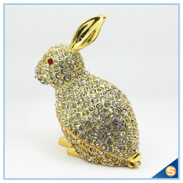 Handcraft Metal Rabbit Shape Trinket Box Full Of Rhinestone Lucky jewelry Box SCJ688-1