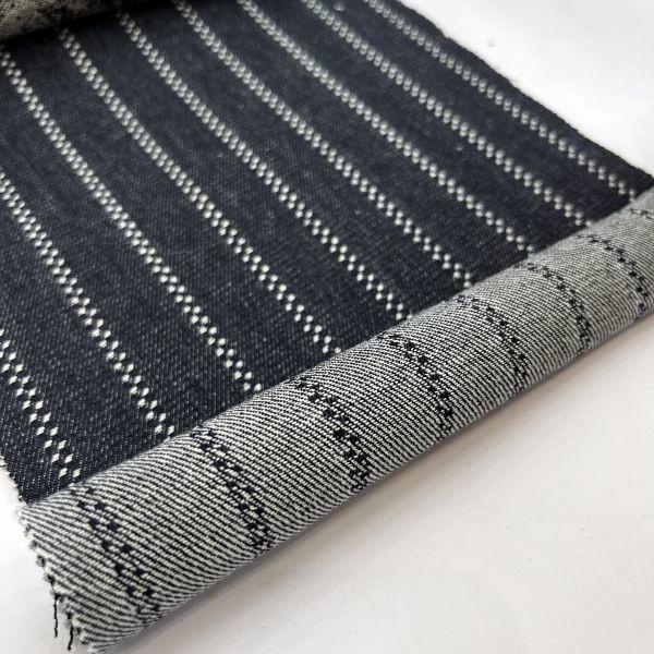 Black Stripe 100% Cotton Jacquard Denim Fabric For Jackets 150cm