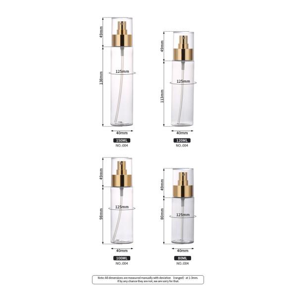 Round Empty Cosmetic Spray Bottles , Luxury 4 Oz Clear Plastic Spray Bottles