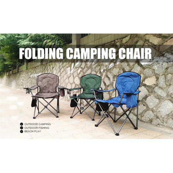Luxury Support Folding Camping Fishing Lawn Chair Hard Arm High Back With Cooler Bag