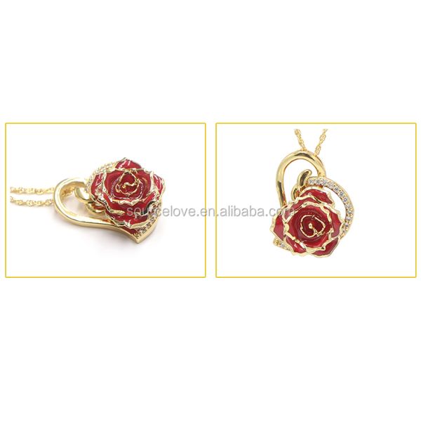 24K Gold Dipped  Rose Necklaced/Gold Plated Natural Rose Necklace for Mother's Day and Christmas    Gift