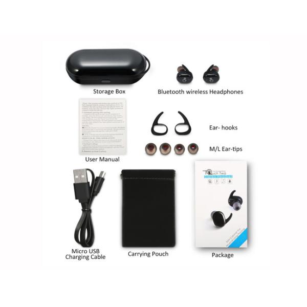 Black Binaural Mobile Phone Bluetooth Earpiece , Wireless Bluetooth Headset HD Stereo