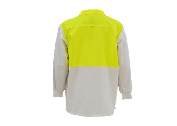 Breathable Soft Custom Work Shirts Long Sleeve Fluroscent Yellow / White Color