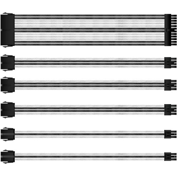 Sleeve Extension Cable 16AWG Extremely Soft Material  Wire Sleeve Kit Black White 300mm Sleeved Extension Kit PSU