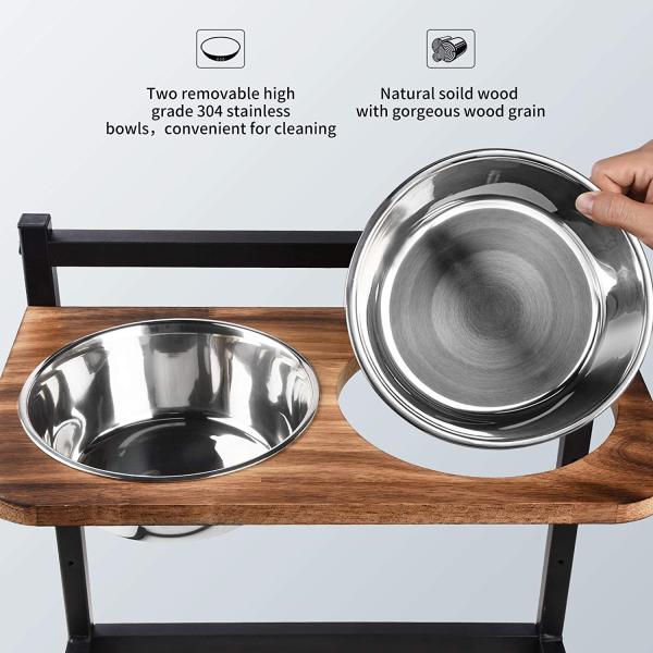 Dog Cat Food Bowls Raised Dog Bowl Stand Feeder Adjustable Elevated 3 Heights 5in 9in 13in with Stainless Steel Bowl