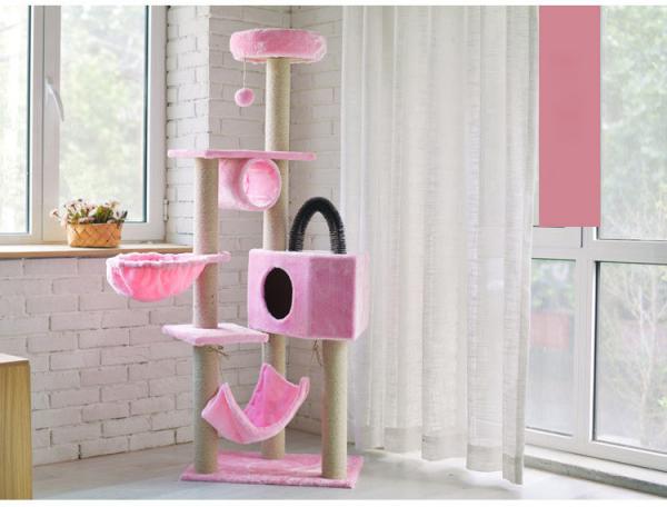 7cm / 8cm Wood Cat Tree Tower Fleece Cloth For Large Cats