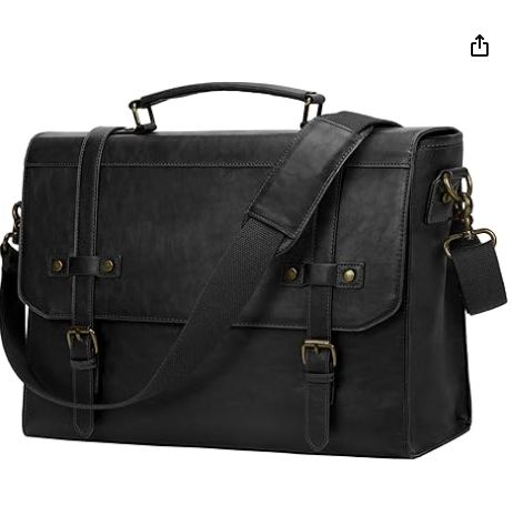 RAINSMORE Mens Messenger Bag 17 Inch Waterproof Vintage Leather Laptop Briefcase Large Laptop Bag Satchel Bag Computer Shoulder Bag for Office Business Travel College