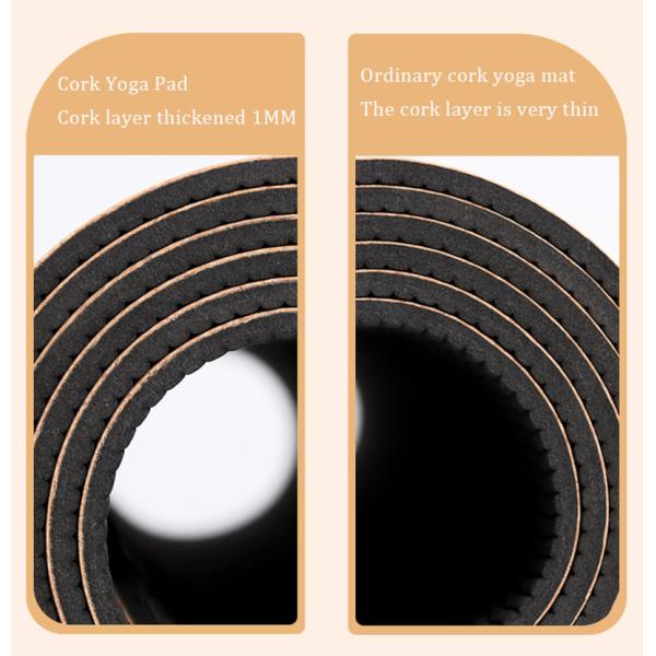 Natural Cork TPE Printed 4mm Non Slip Home Fitness Pad Gymnastics Pilates Yoga Mat With Bag