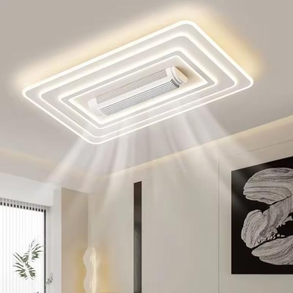 Mayorista   Iluminación LED moderna sin aspas, cuerpo de hierro, aire acondicionado para sala de estar y dormitorio, motor de CA de alta silencio, interruptor de control remoto