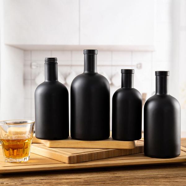 Round Empty Glass Liquor Wine Spirit Vodka Whisky Gin Brandy Bottles with Customized Corks