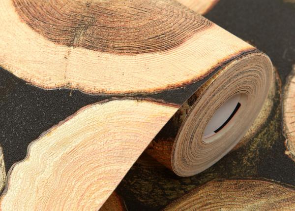 Soundproof Wood 3D Room Wallpaper , 3D Vinyl Wallpaper For TV Background