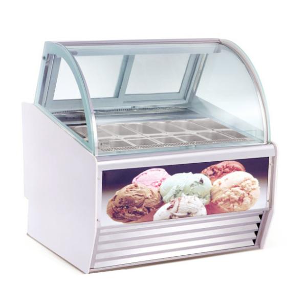 Ice Cream Shop Scoop Ice Cream Display Freezer Gelato Freezer With Curved Glass