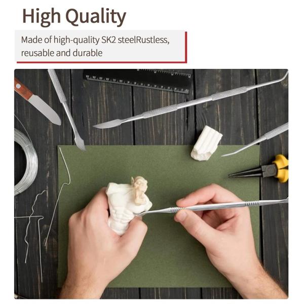 Double-Ended Dental Sculpture Knife Stainless Steel 10pcs/ Set Dental Wax Carving Tools