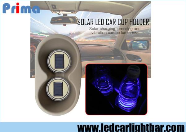 Solar Energy Car Truck Cup Holder Bottom Pad LED Light Cover Mouldings Trim