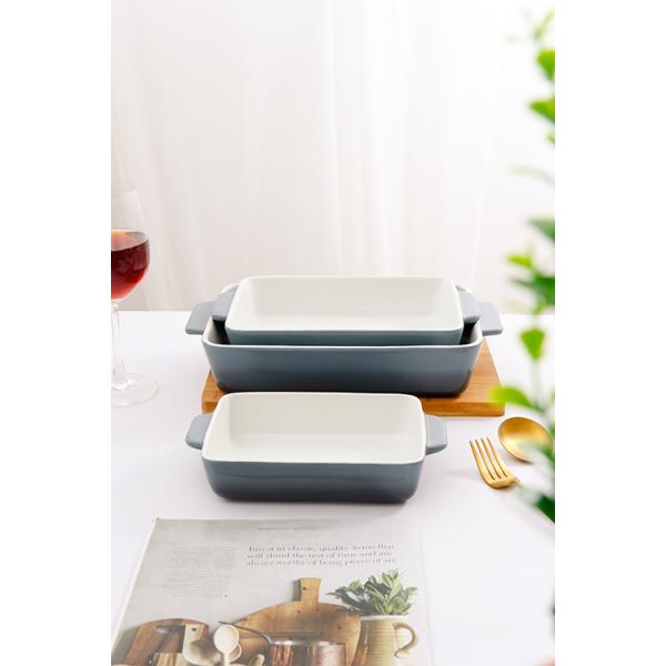 Прямоугольная форма керамическое Bakeware устанавливает блюдо для тома лазаньи 23.7oz