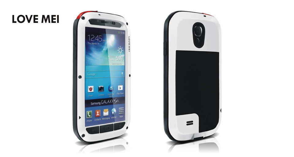 White Samsung Galaxy S4 Metal Case I9500 Antishock With Love Mei Design