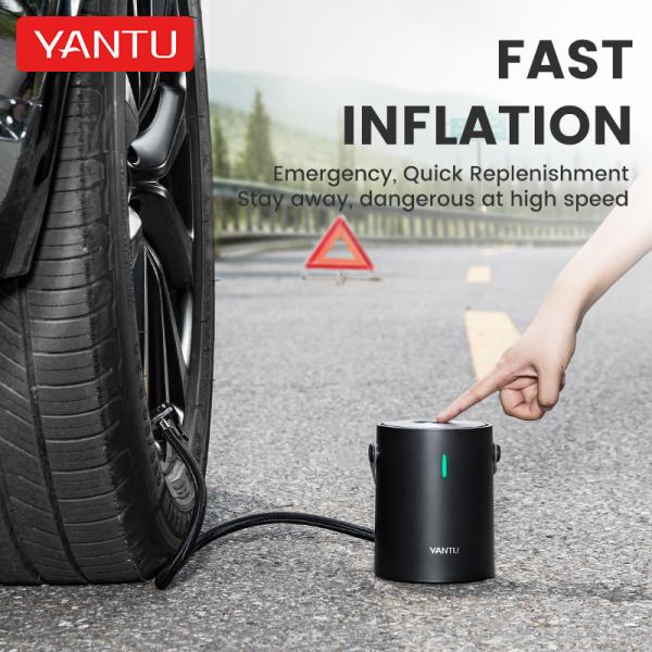 YANTU A05 12V Mini Pump Small Digital Tire Inflator for Car 140*120*100mm 3 Nozzles