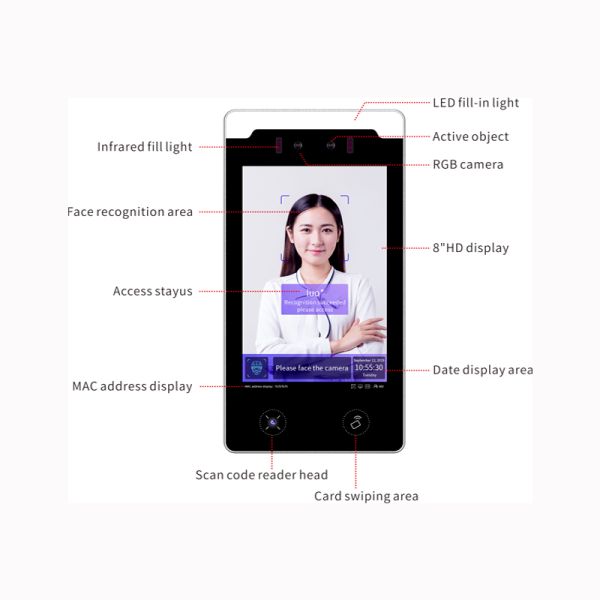 Biometric Face Recognition Access Control System IP55 With RFID Card Reader QR Code