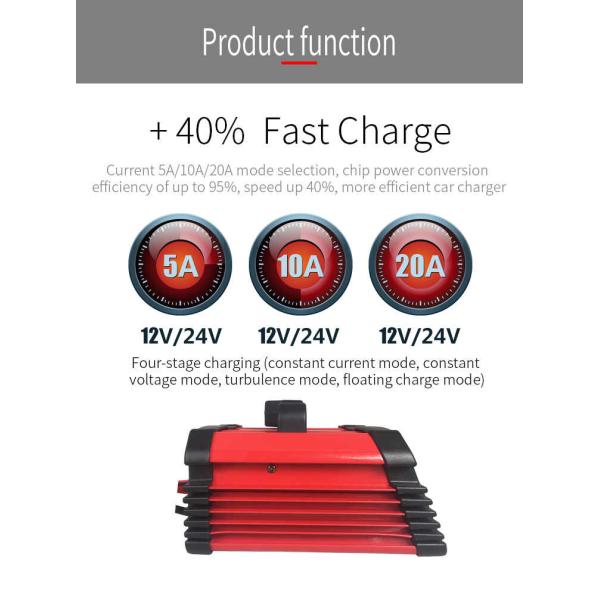 65W 12V 24V 5A 10A 20A DC AGM Sealed Lead Acid Battery Charger For Cars