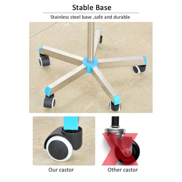 Поляк нержавеющей стали ИВ высоты регулируемый с рицинусами для больницы