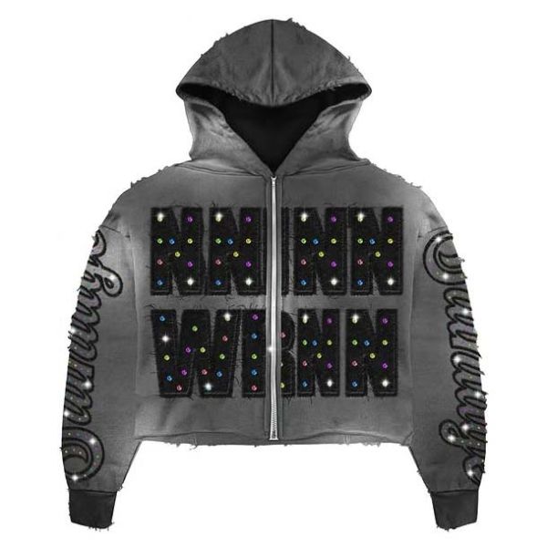 Custom Heavyweight Acid Wash Flared Sweatpants and Hoodie Sets Men Embroidery Streetwear Tracksuit Rhinestone Cropped Sweatsuit