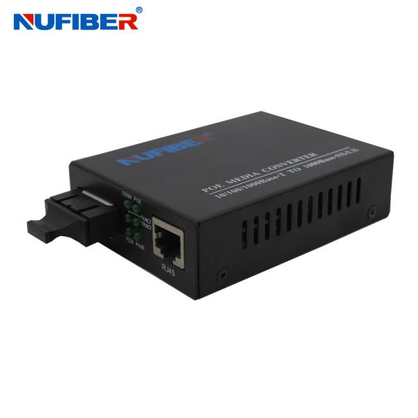 SM SC 20km Gigabit Fiber To UTP 30W POE Media Converter For CCTV Camera