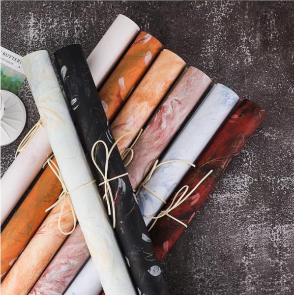 Wholesale of oil painting series flower wrapping paper, thickened waterproof, popular art paper, flower shop materials, flower art splendor paper