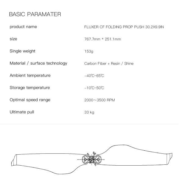 FLUXER Pro 30.2X9.9IN Glossy Carbon Fiber Folding Propeller