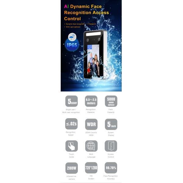 IPS Screen Cloud Software Facial Identification Terminal Splash Proof
