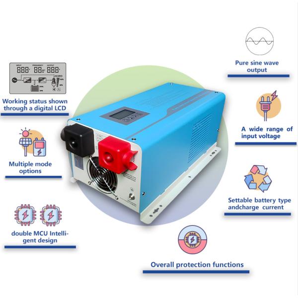 Низкочастотный солнечный инвертор 48VDC/96VDC 6000 ватт одновыходовой