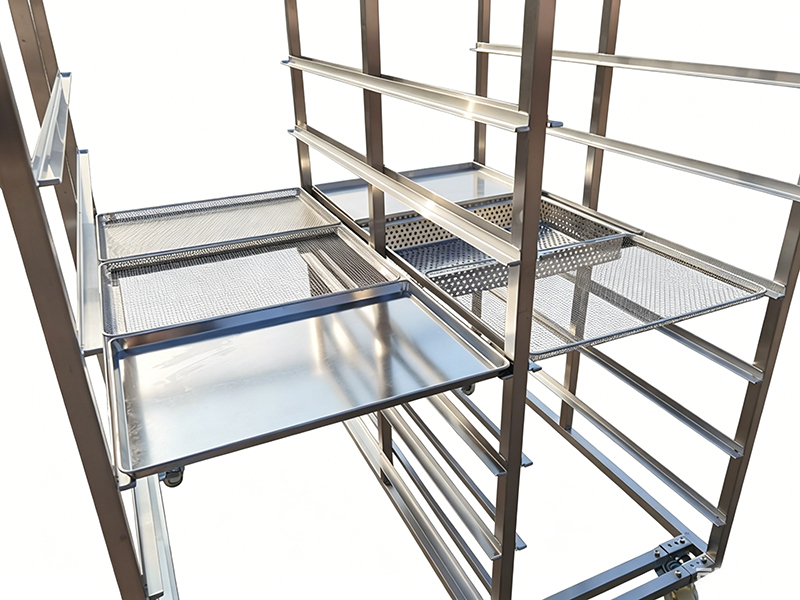 commercial  Kitchen Sus 304 316 Stainless Steel Aluminium 600 X 400 rotary Oven Half bakery bread Cooling rack cart half bakery trolley