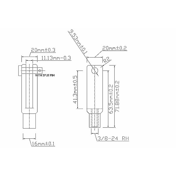Сталь плакировкой никеля концевых заделок кабеля потока Clevis 3/8-24 низкоуглеродистая