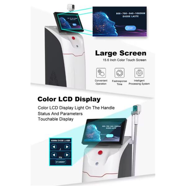 Máquina láser de diodo 808nm de pantalla táctil de 15,6 pulgadas sin dolor para la depilación de la piel