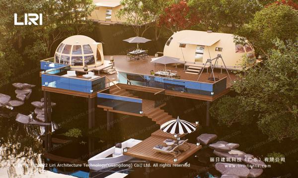 6 Person Panoramic Ellipse Campsite Glamping Hotel Tent All Timber Frame