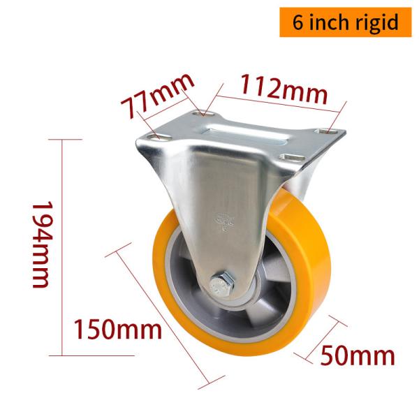 6 Inch Caster Wheels Heavy Duty 550kg Load Caster Wheel Mounting Plate