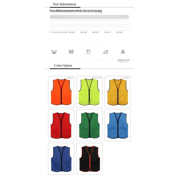 Motorcycle Safety Vest Customized Logo 100% Polyester Breathable Outside Traffic Road
