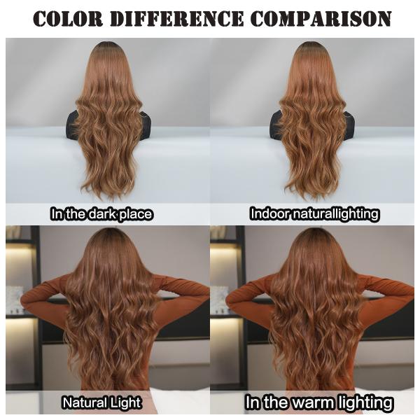Fashion Long Body Wave Dark Root Hair Brown Synthetic Wigs For Women