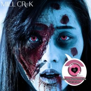 Anime Yandere Pink Fluorescent Contact Lenses Yearly Use With HEMA Material