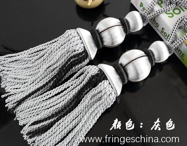 Delicate custom long tassel fringe trimming for curtain attractive tieback hanging ball