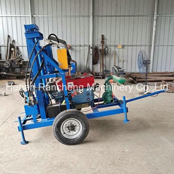 150m Depth Portable Well Drilling Rig 22Hp / 16.2Kw Diesel Motor Power Percussive And Rotating Type