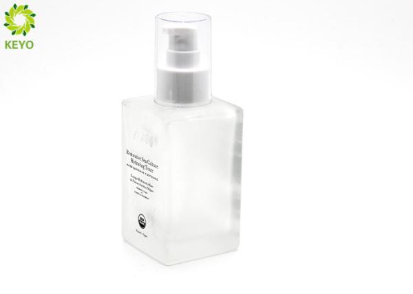 Square Shape Moisturizer Glass Bottle , 120g Frosted Lotion Pump Bottle