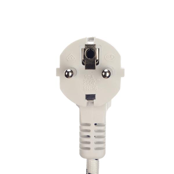 1 8m Braided/Cotton Cable Stripped End VDE Approved European Cee7/7 AC Cord for Steam Iron and Rice Cooker