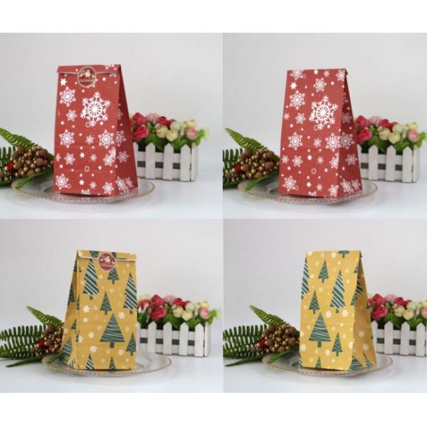 Christmas 70g White Kraft Paper Food Packaging Paper Bag For Bakery