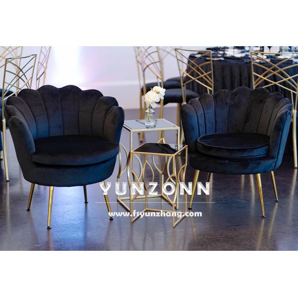 Modern Seashell Sofa with Stainless Steel Frame and Velvet Combination for Hotels Living Rooms Dining Areas Malls