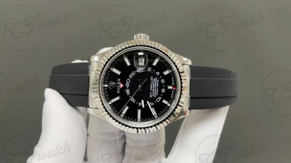Sky Dweller: reloj de lujo de 42 mm con esfera negra.