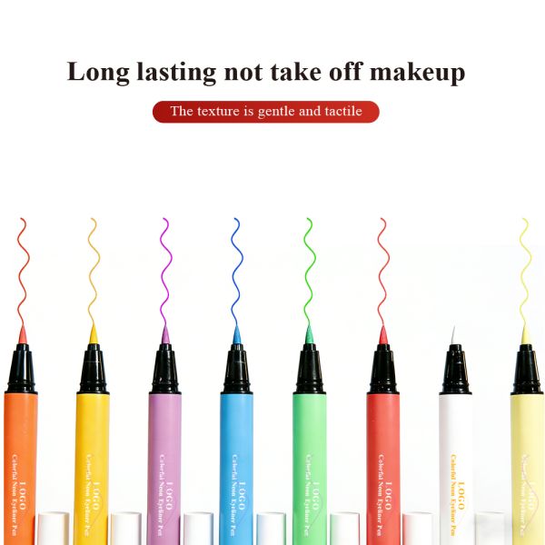 OEM Chameleon 8 Colors Matte Colored Smudge-proof Glitter Makeup Eyes Cosmetic Liquid Waterproof Colorful Neon Eyeliner Pen