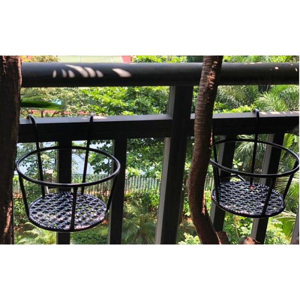 Black Single Tier Metal Flower Pot Stand , 18x22x12cm Single Tier Plant Stand